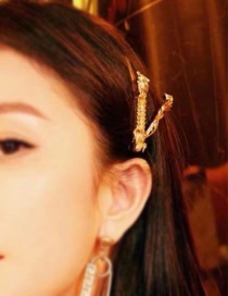 Fashion Gold V-shaped Diamond Hair Clip