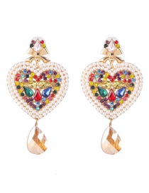 Fashion Color Heart-shaped Diamond Stud Earrings