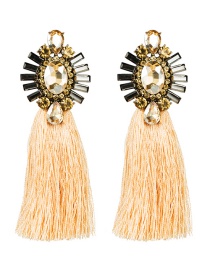 Fashion Gold Acrylic-studded Tassel Earrings