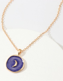 Fashion Dark Blue Alloy Drop Oil Star Moon Necklace