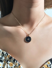 Fashion Black Alloy Drop Oil Star Moon Necklace