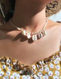 Fashion White Mizhu Tandem Natural Shell Necklace