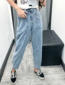 Fashion Blue Washed Big Pocket Jeans