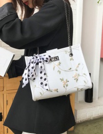 Fashion White Scarf Turn Lock Shoulder Bag Shoulder Bag