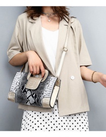 Fashion Gold Crocodile Pattern Color Matching Shoulder Bag