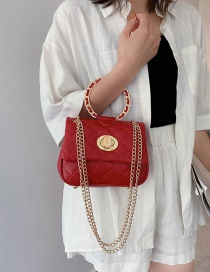 Fashion Red Lingge Chain Hand Shoulder Shoulder Bag
