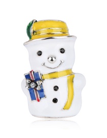 Fashion Yellow Alloy Drops Christmas Snowman Brooch