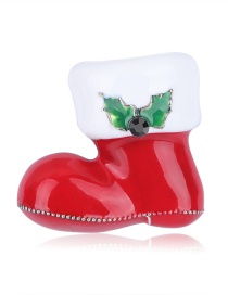 Fashion Red Alloy Dripping Christmas Stocking Brooch