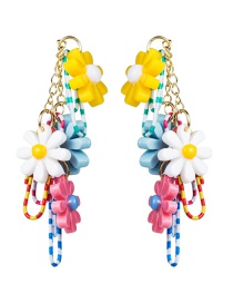 Fashion Color Multi-layer Resin Flower Pin Imitation Pearl Earrings