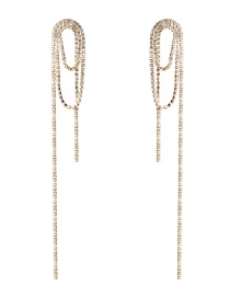 Fashion Gold Acrylic-studded Tassel Earrings