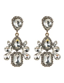 Fashion White Multi-layer Drop-shaped Acrylic Diamond Earrings