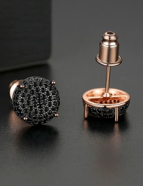 Fashion Black Zirconium Rose Gold Pave Round Earrings
