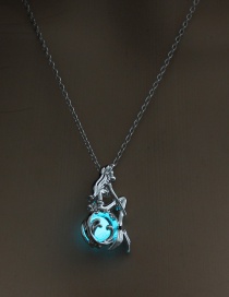 Fashion Blue Green Openable Mermaid Luminous Necklace