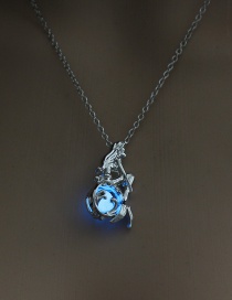 Fashion Sky Blue Openable Mermaid Luminous Necklace