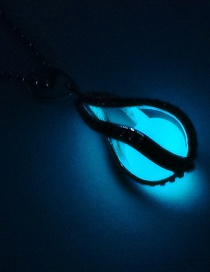 Fashion Light Blue Luminous Hollow Spiral Water Droplets Glowing Necklace
