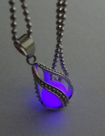 Fashion Purple Luminous Hollow Spiral Water Droplets Glowing Necklace