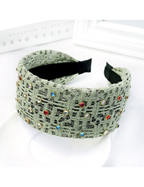 Fashion Green Lace Color Diamond Headband Lace Gauze Fabric Headband With Color Diamond Wide-brimmed Headband