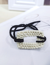 Fashion White Rectangular Hand-woven Hair Ring Braided Retro Geometric Pole Ponytail Bandage