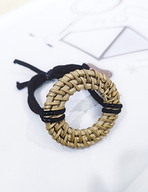 Fashion Brown Round Hand-woven Hair Ring Braided Retro Geometric Pole Ponytail Bandage