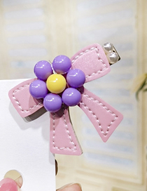 Fashion Pink Bow Crystal Flower Duckbill Clip Bow Leather Duckbill Clip