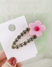 Fashion Pink Plum + Rhinestone Drop Shape 6cm Duckbill Clip Soft Pottery Flower Plum Blossom Duckbill Clip
