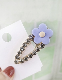 Fashion Blue Plum + Rhinestone Drop Shape 6cm Duckbill Clip Soft Pottery Flower Plum Blossom Duckbill Clip