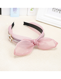 Fashion Pink Mesh With Diamonds Rabbit Ears Headband Lace Silk Gauze With Diamond Pearl Bow Rabbit Ears Headband