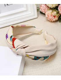 Fashion Beige + Printed Color Matching Knotted Headband Printed Color Matching Fabric Headband