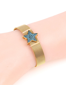 Fashion Blue Micro-inlaid Diamond Five-pointed Star Stainless Steel Mesh Strap Bracelet