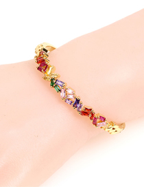 Fashion Gold Copper Plated Diamond-studded Open Bracelet