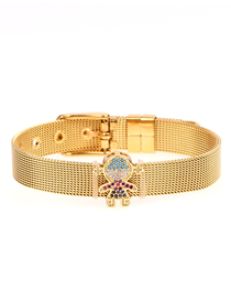 Fashion Girl Gold Diamond Gold Stainless Steel Mesh Bracelet With Bracelet