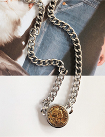Fashion Silver Coin Head Necklace