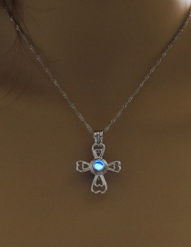Fashion Sky Blue Cross Cross Luminous Necklace