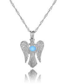 Fashion Sky Blue Wings Owl Wings Luminous Beads Necklace