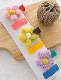 Fashion Light Color (set Of 3 Pairs) Wool Flower Duckbill Clip Set