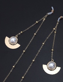 Fashion Gold Scalloped Pearl Beaded Metal Chain