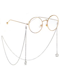 Fashion Silver Non-slip Metal Five-star Zircon Glasses Chain