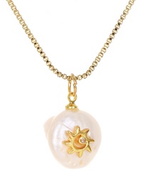 Fashion Gold Copper-studded Zircon Sun Pearl Necklace