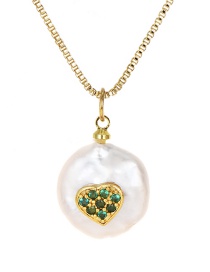 Fashion Gold Copper-studded Zircon Love Pearl Necklace