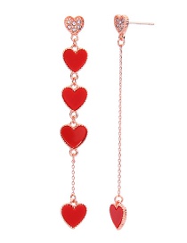 Fashion Red  Sterling Silver Drip Heart-shaped Acrylic Earrings
