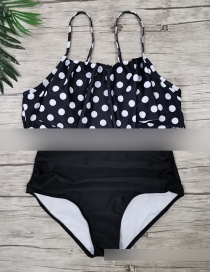 Fashion Polka Dot + Black Pants Ruffled Printed High Waist Bikini