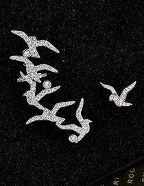 Fashion Silver  Silver Needle And Peace Pigeon Inlaid Zircon Earrings
