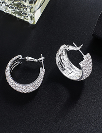 Fashion Silver Claw Chain Multi-row Diamond Earrings