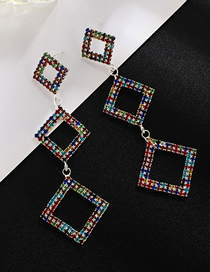 Fashion Silver + Color Diamond Diamond Combination Diamond Claw Chain Earrings