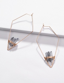 Fashion Blue Copper Wire Geometric Arrow Natural Crystal Tooth Stone Woven Earrings