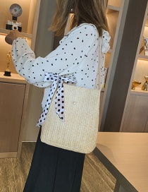 Fashion Solid White Scarf Straw Shoulder Messenger Bag