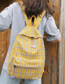 Fashion Yellow Canvas Plaid Backpack