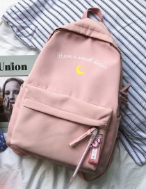 Fashion Pink Letter Print Moon Backpack