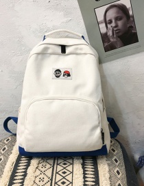Fashion White Blue Cartoon Label Backpack