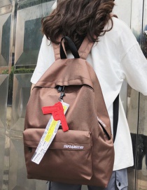 Fashion Brown Embroidered Letter Backpack